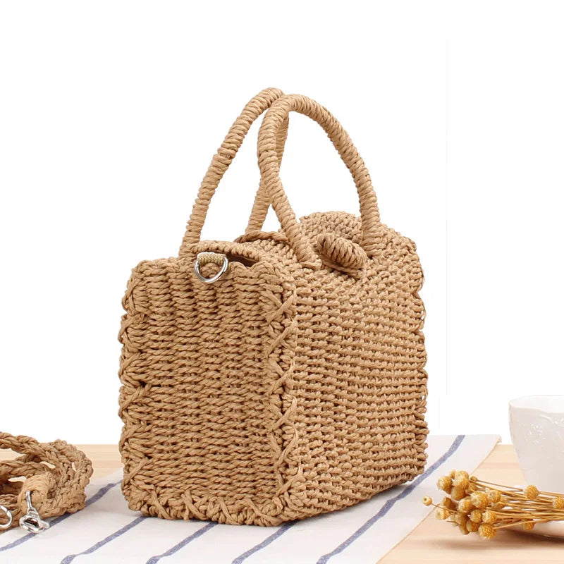 Elegant Straw Beach Bag - Handmade Bohemian Tote