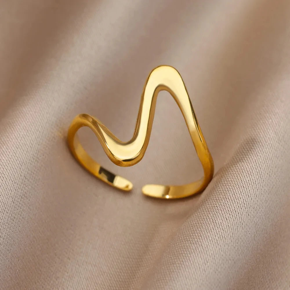 Luxury Classic Gold Stainless Steel Ring for Women