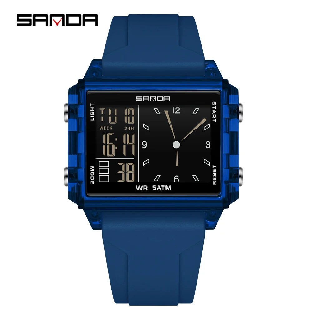 Premium Digital Sports Watch - Waterproof Square LED Timepiece