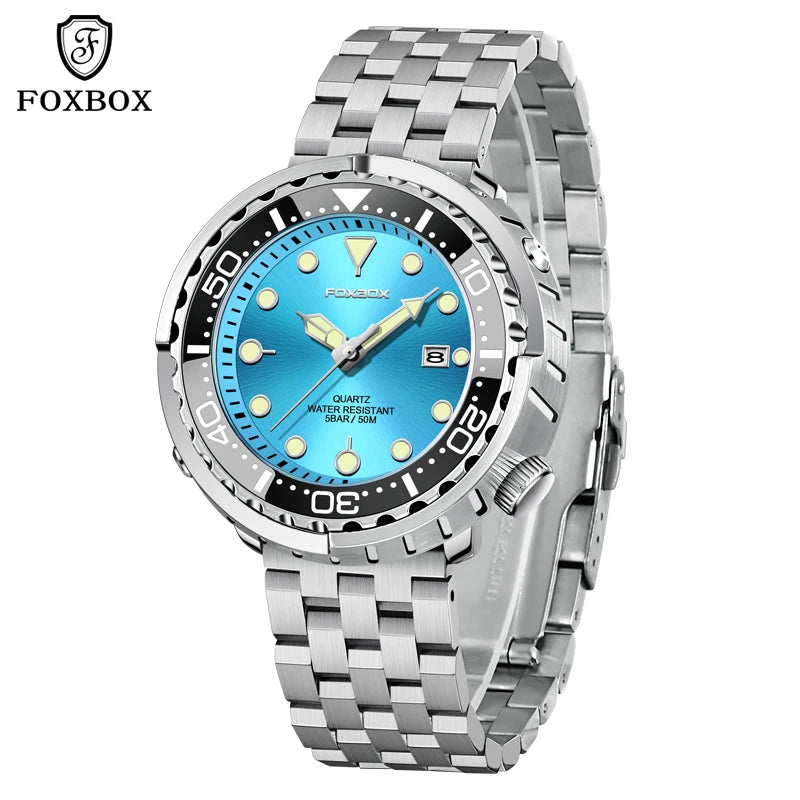 Luxury Mens Quartz Watch - 5ATM Waterproof Sports Clock