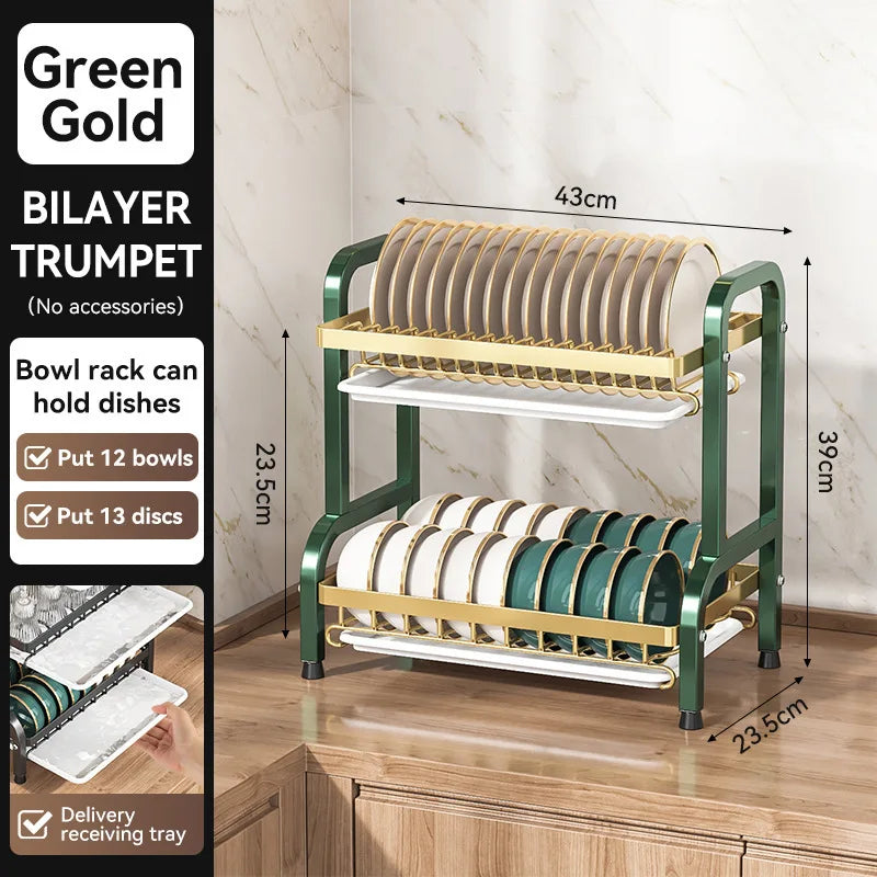 Premium Countertop Dish Drying Rack with Utensil & Spice Holder
