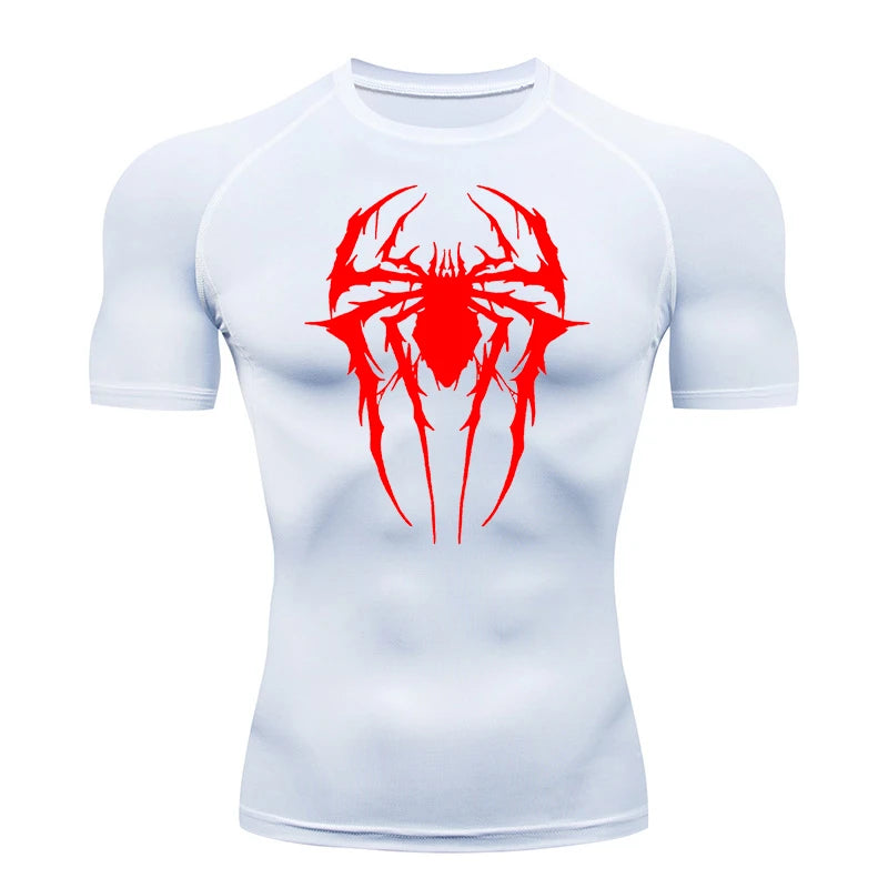Premium Men's Spider Graphic Compression Shirt - Quick Dry Rash Guard