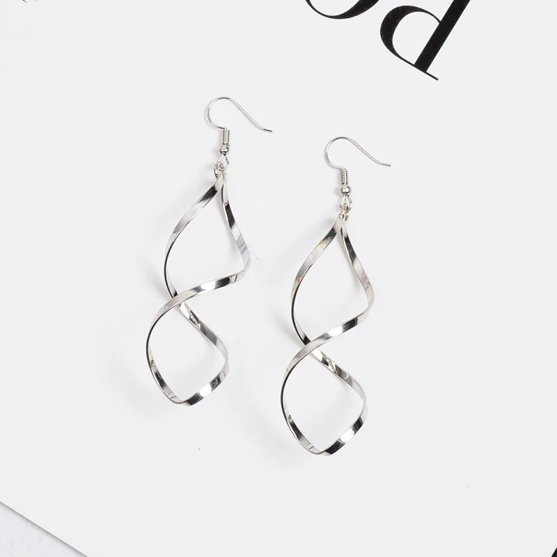 Elegant Long Wave Dangle Earrings - Premium Double Loop Statement Jewelry