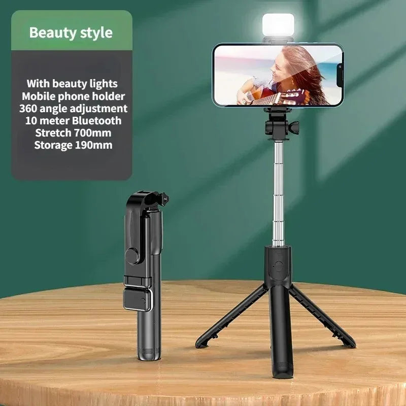 Professional Selfie Stick Tripod with Fill Light & Wireless Remote
