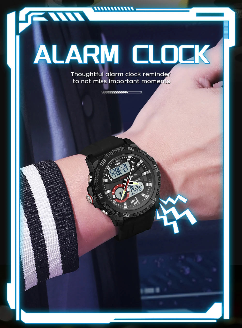 Premium Men's Sports Watch - Dual Time LED