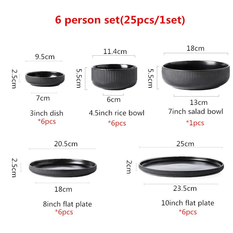 Premium Ceramic Dinnerware Set - Matte Glazed Japanese Style