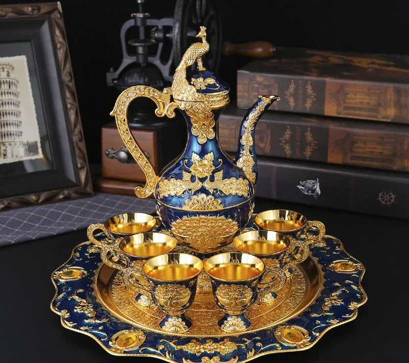 Elegant European Metal Wine Set - Retro Home Decor