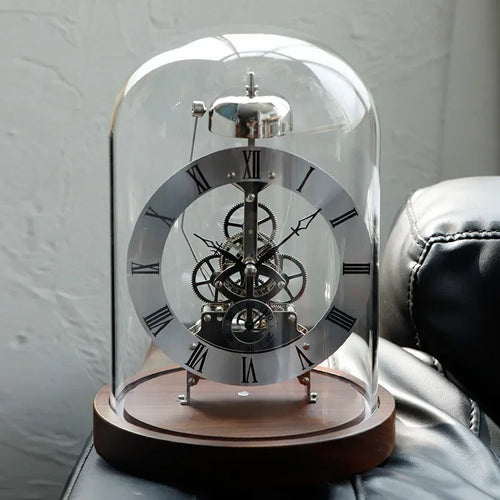 Elegant Luxury Desk Clock - Metal & Wood Tabletop Accent