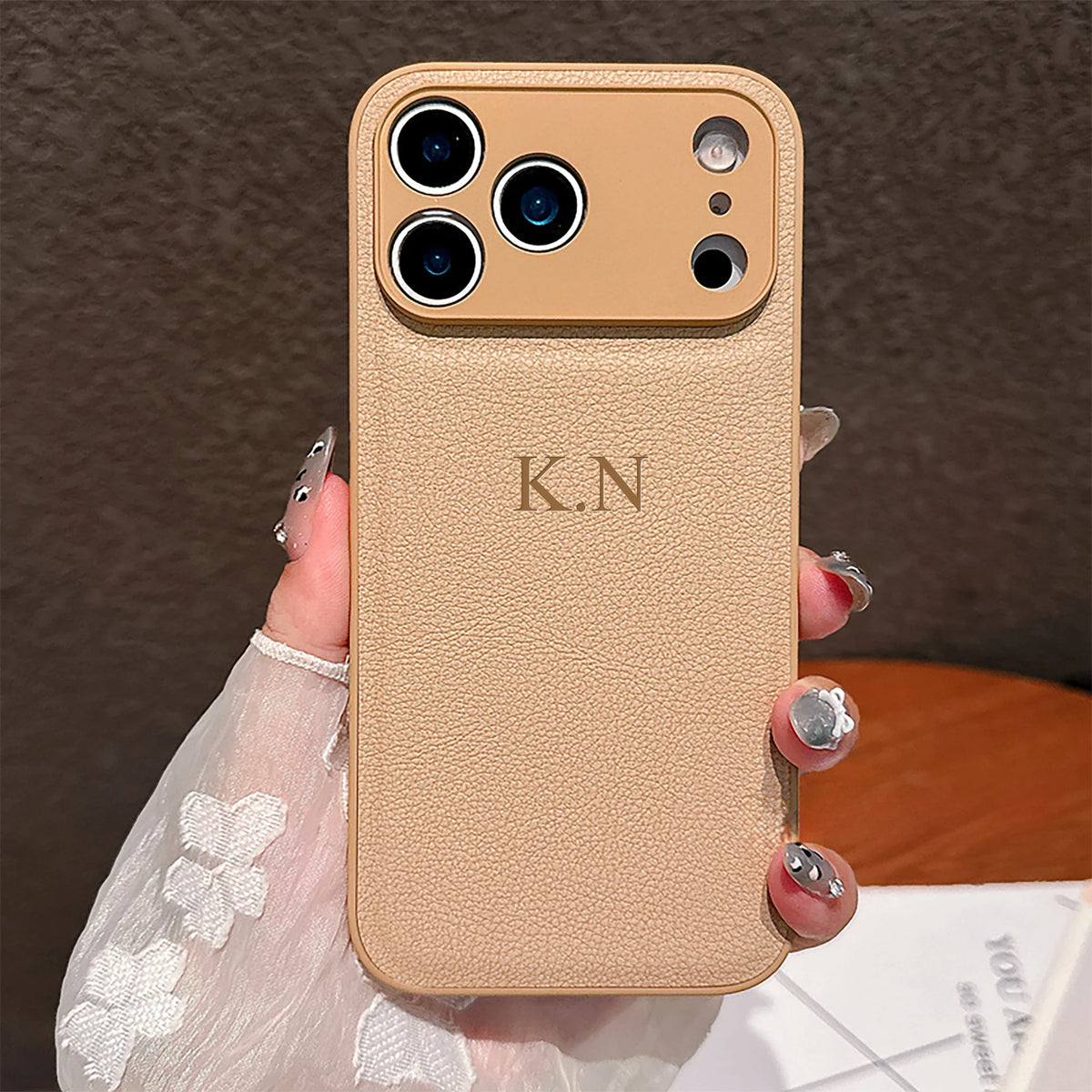 Luxury Personalized Faux Leather Phone Case - Custom Monogram Cover