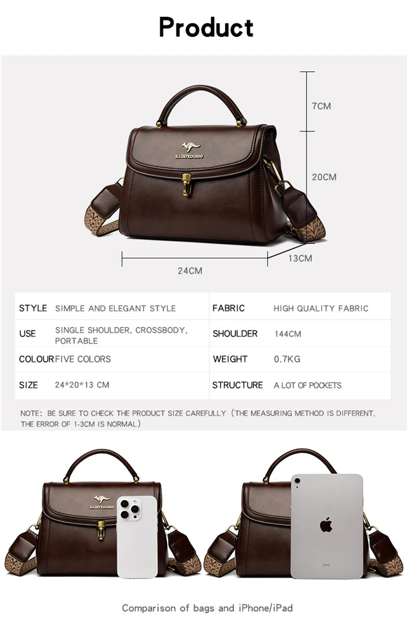 Elegant Leather Shoulder Crossbody Bag - Luxury Designer Style