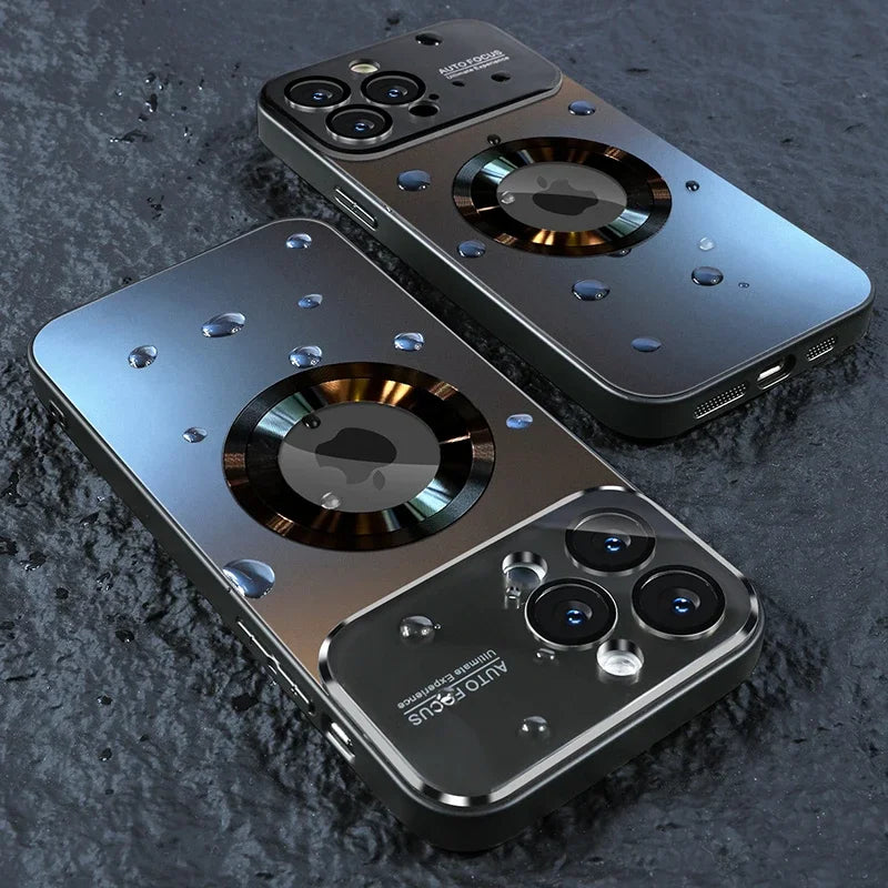 Luxury Glass Camera Magnetic Wireless Charge Case - Shockproof Cover