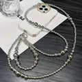 Silver bead hanging rope - long, elegant silvery accessory for phone, bag, or pendant