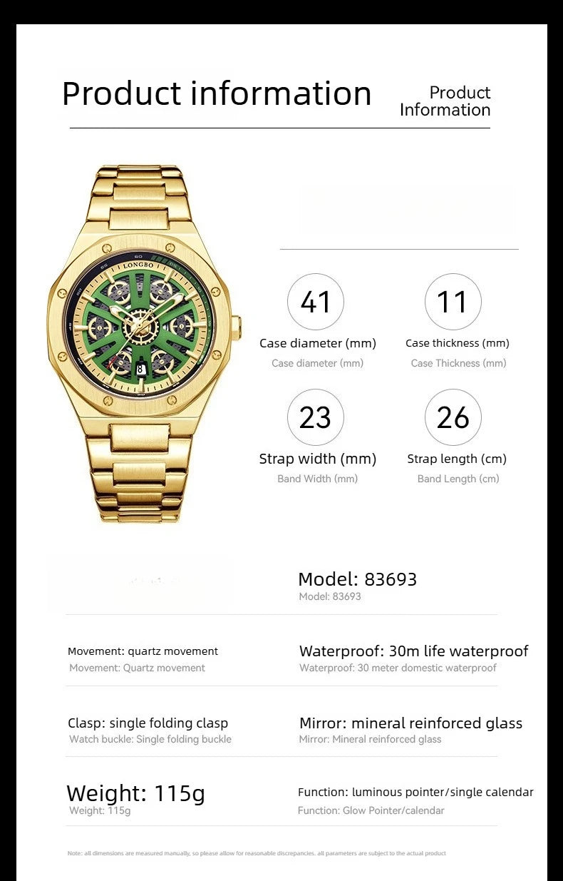 Premium Men's Sports Quartz Watch - Waterproof & Durable