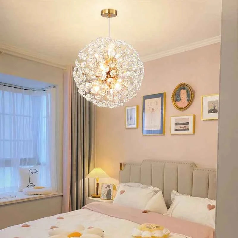 Luxury Dandelion Crystal Chandelier - Modern French Gold Spark Ball Lamp