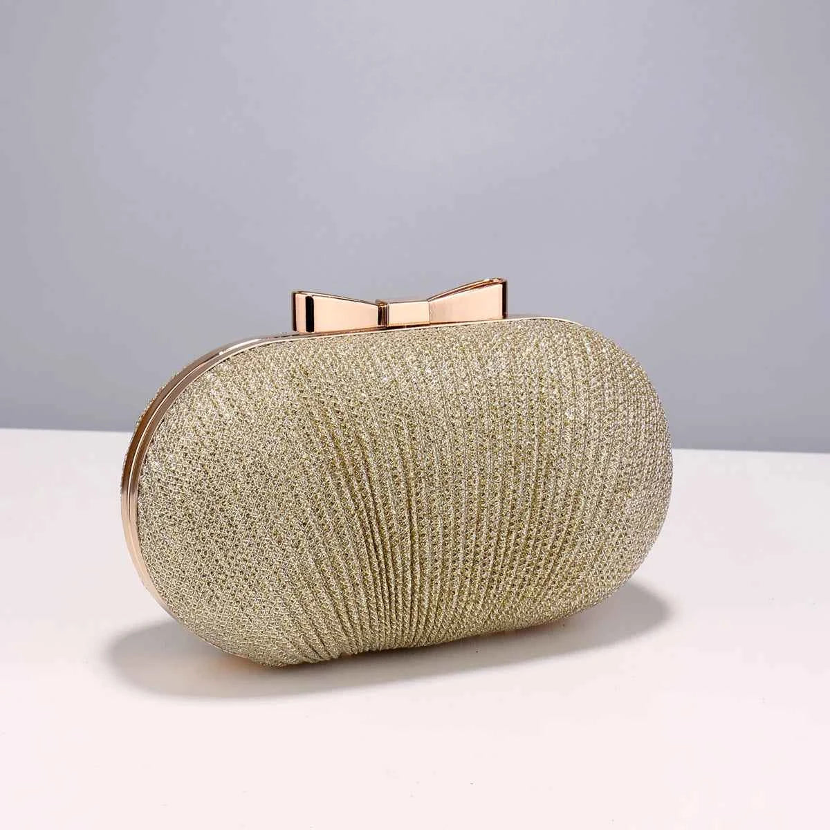 Elegant Women Clutch Bag - Ruched Sequined Evening Handbag