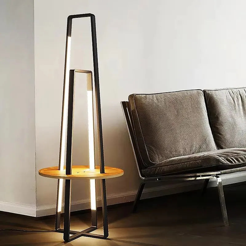 Elegant Art Desk Floor Lamp with Integrated Rack