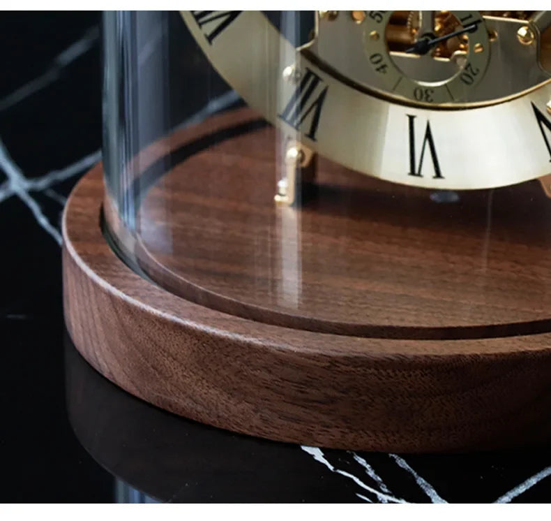 Elegant Luxury Desk Clock - Metal & Wood Tabletop Accent