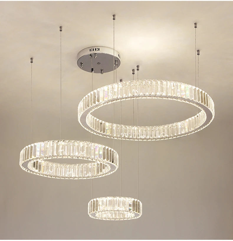 Elegant Crystal Ring Chandelier - Modern Dining Room Lighting