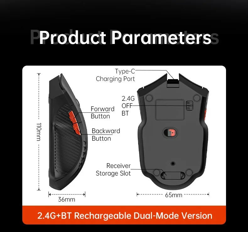Premium Silent Wireless Mouse - 1600DPI Ergonomic Design
