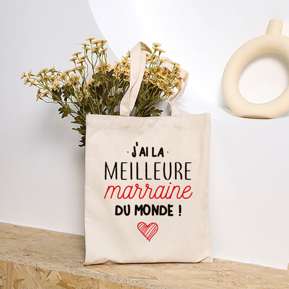 Premium Godmother Gift Bag - Elegant Canvas Tote