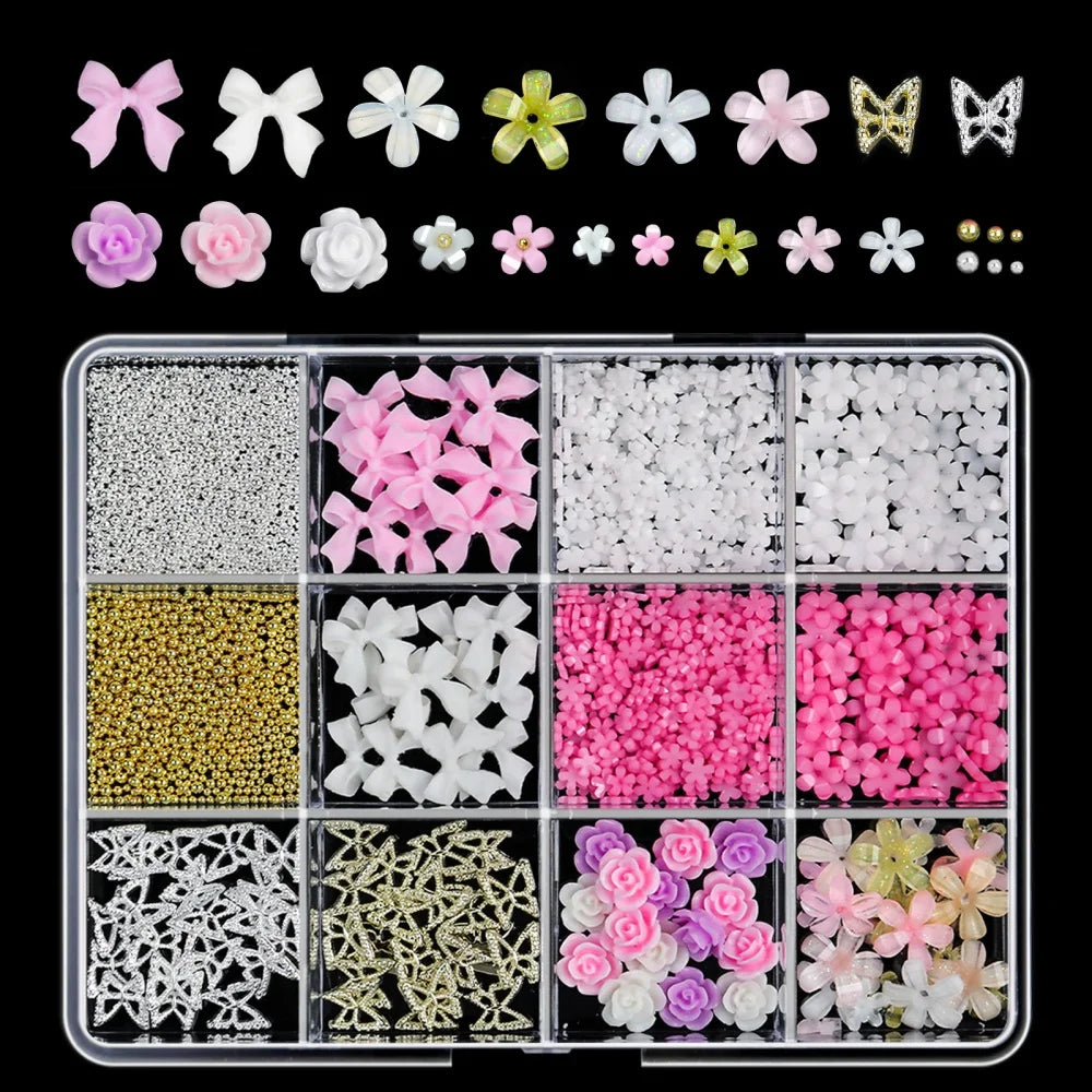 Luxury 3D Gold Bow Nail Metal Charms - 120pcs Shiny Art Supplies