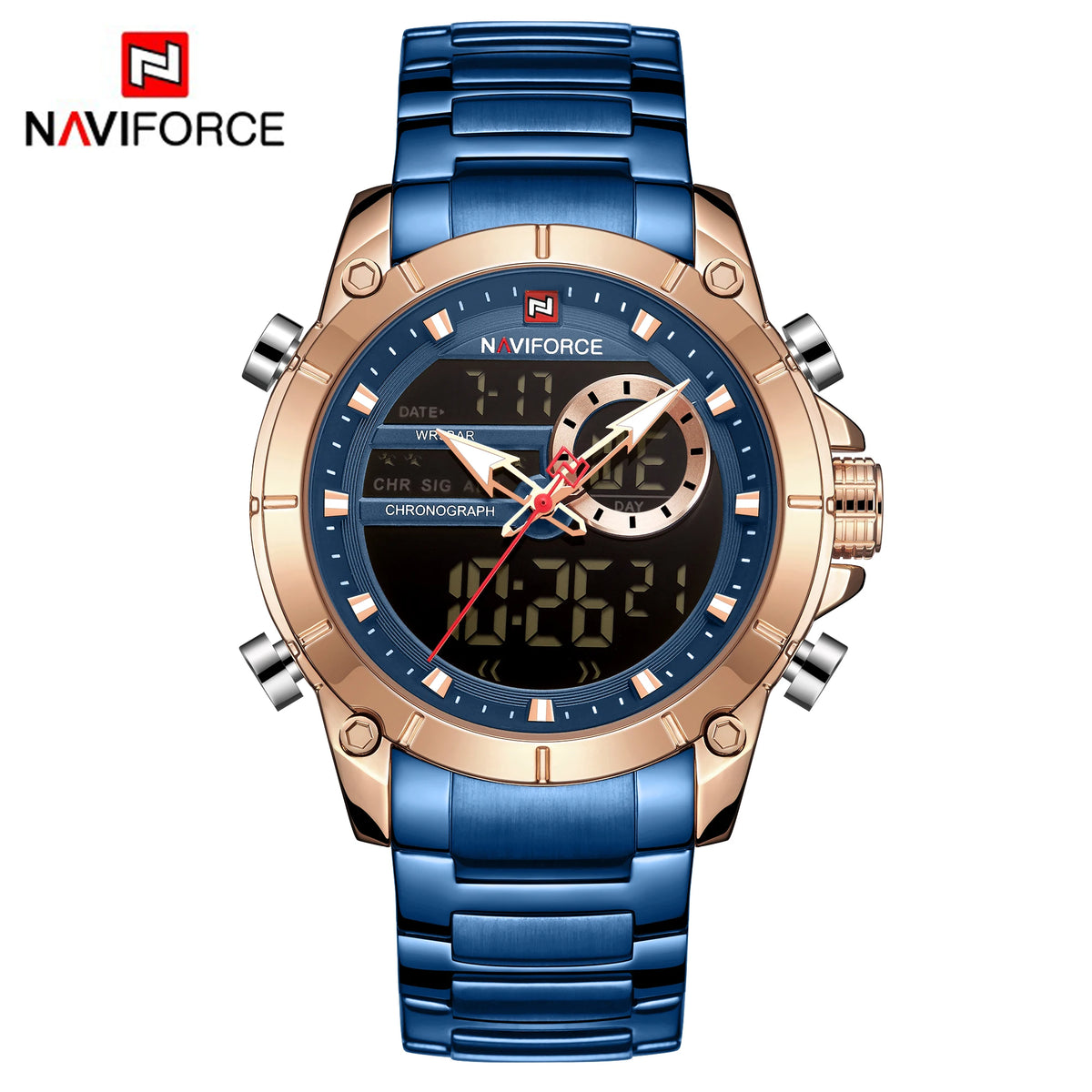 Luxury Men's Quartz Watch - Waterproof Steel Dual Display