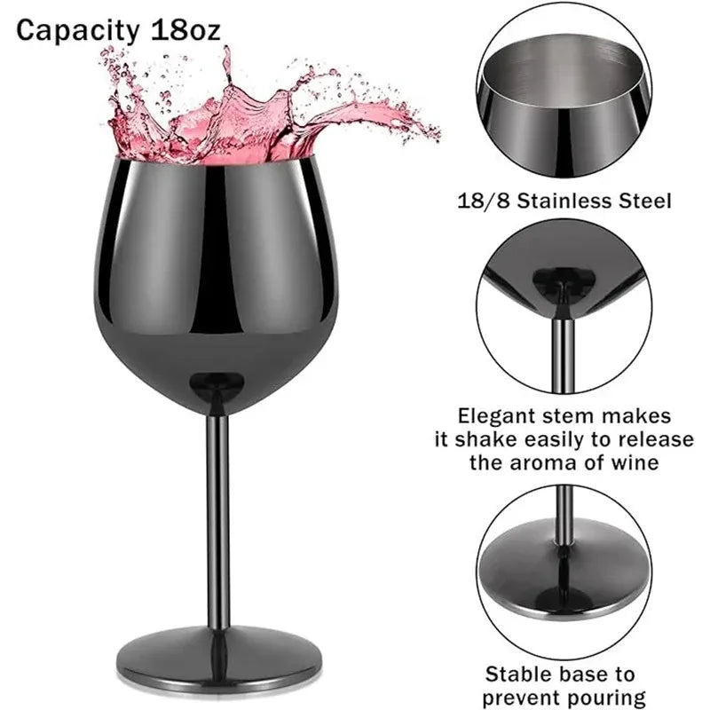 Premium Stainless Steel Wine Goblet - Durable & Elegant 500ml