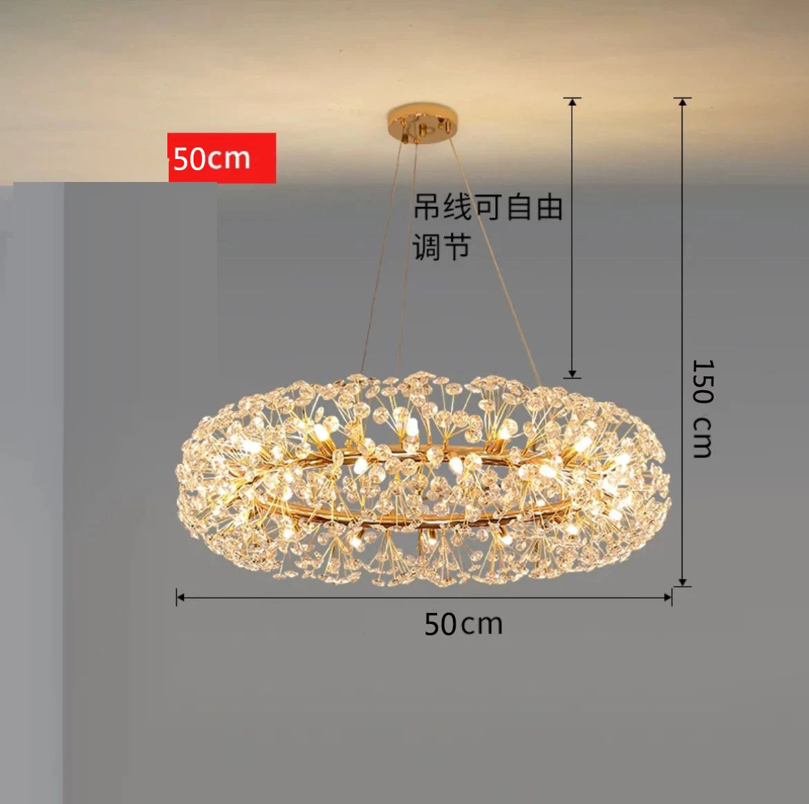 Luxury Dandelion Crystal Chandelier - Modern Spark Ball Lamp