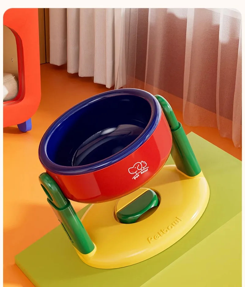 Pet Dog Bowl Lifted Lowered Neck Protection for Cats Dogs Water Bowl Oblique Suction Cup Pet Feeding Tool Dopamine Pet Products