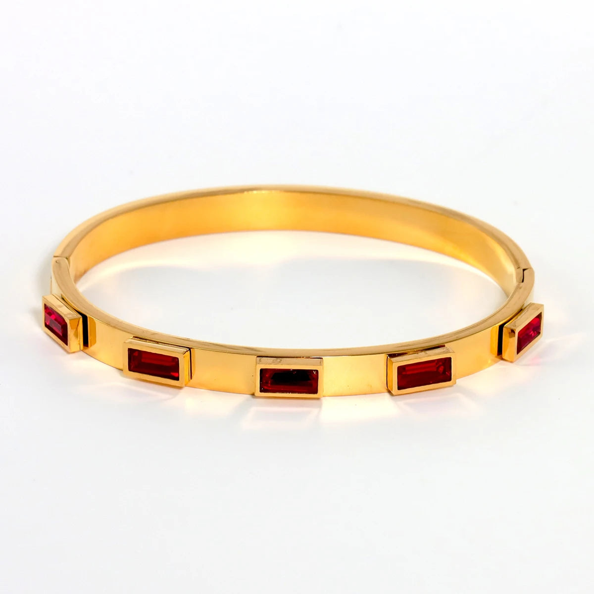 Elegant Gold Zircon Bangle - Stainless Steel & Retro Design