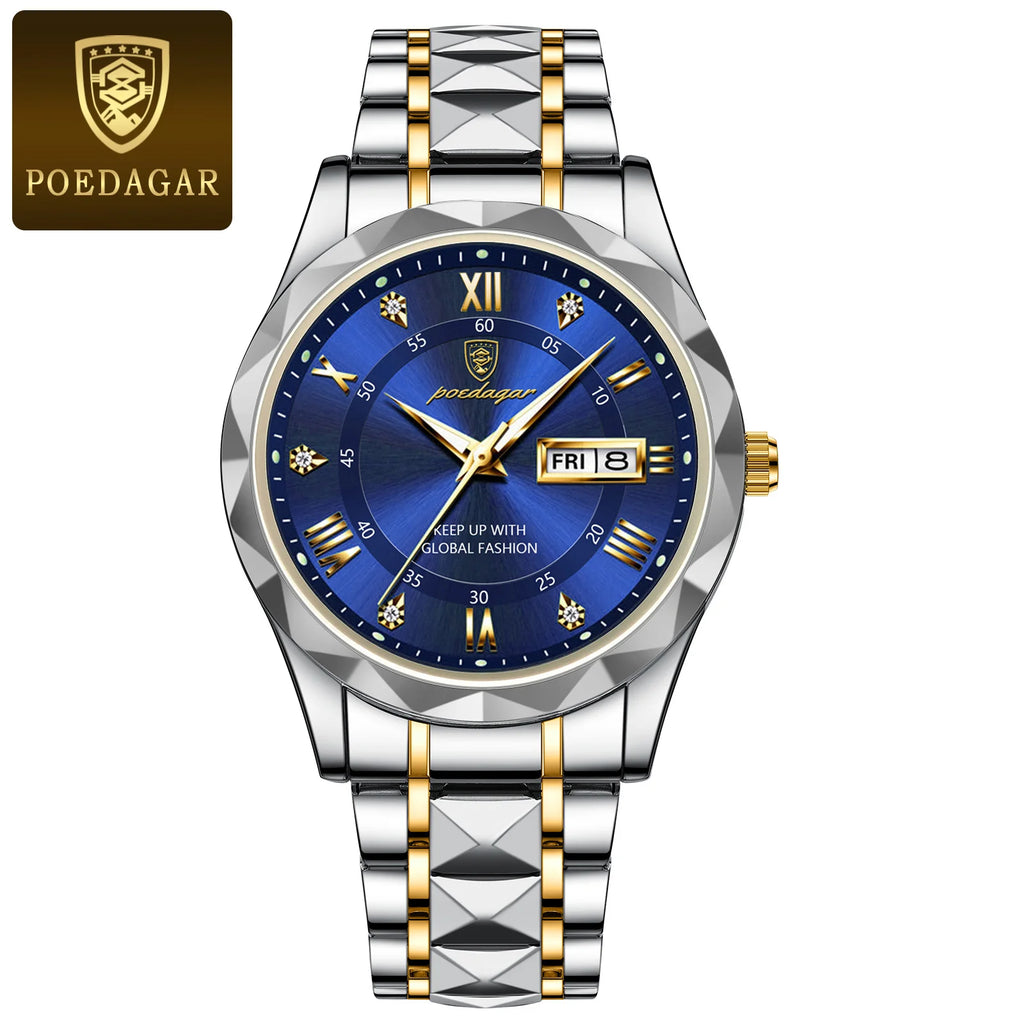 Luxury Men's Quartz Watch - Date & Week Display