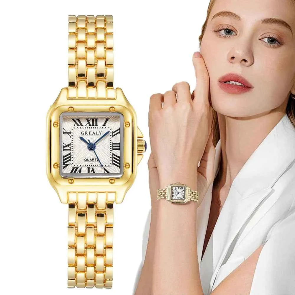 Elegant Women's Gold Stainless Steel Watch - Luxury Quartz Wristwatch