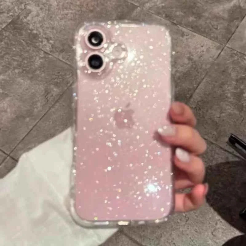 Luxury Glitter Clear Phone Case For iPhone 17 16 15 14 13 12 11 Pro Max Plus Women Girls Sparkle Shockproof Soft Bumper Cover