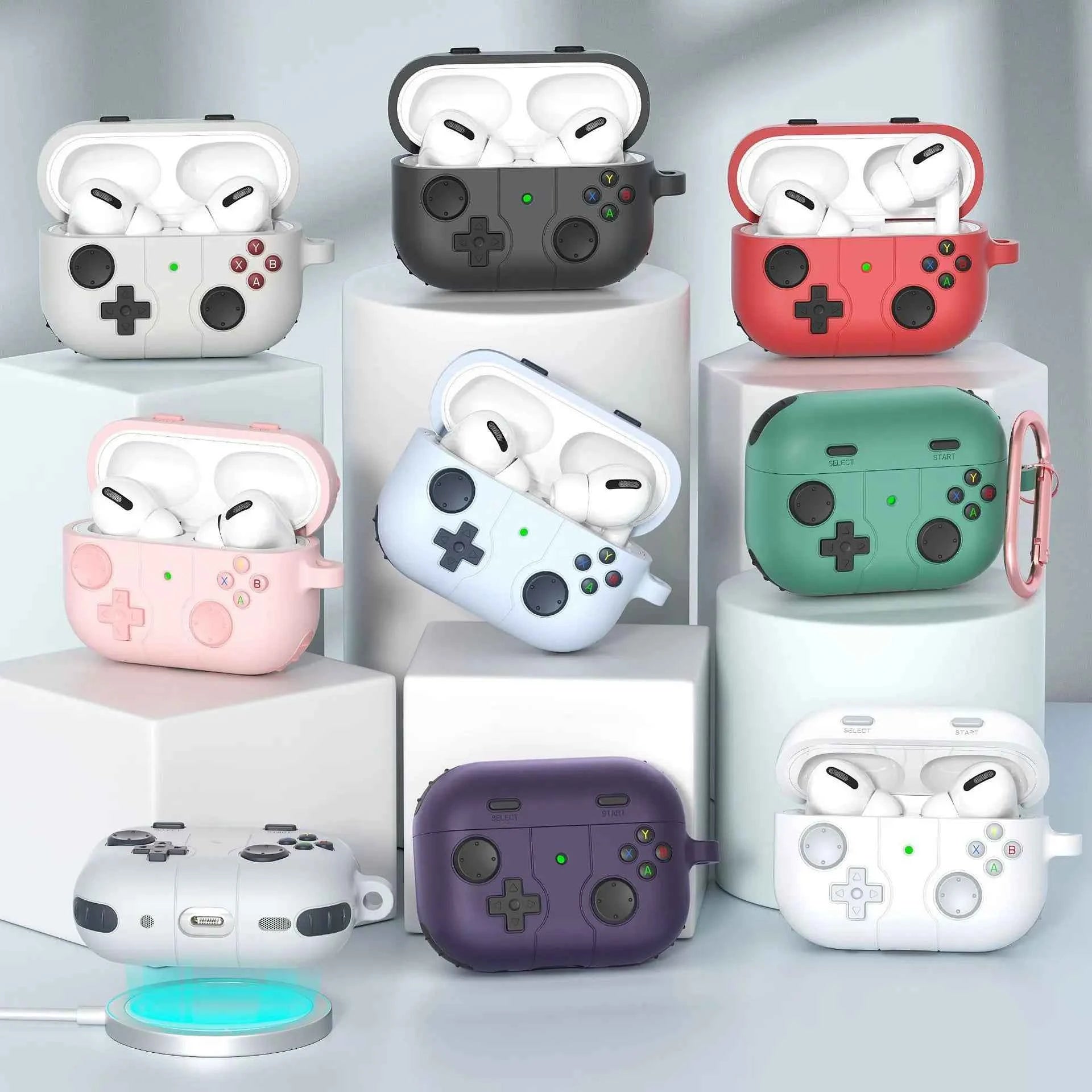 3D Earphone Case For AirPods 4 Pro3 Pro2 Game Console with Keychain Case For AirPods Pro 4 3 2 Charging Case Silicone Cover