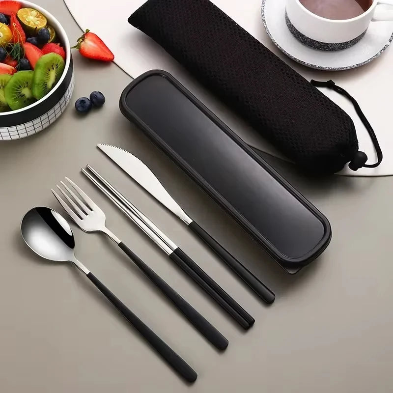 Premium Portable Flatware Set - Travel Utensil Kit with Case