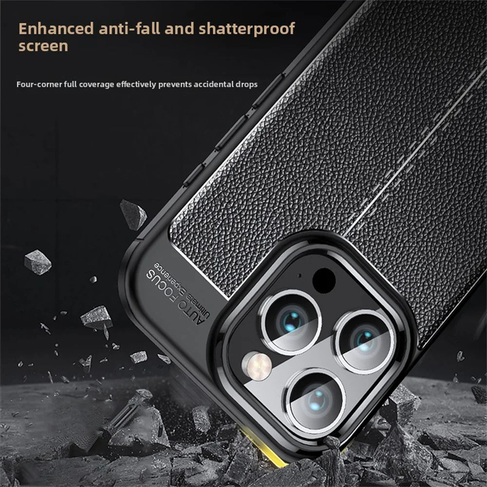 Premium iPhone Protective Case - Leather Texture Shockproof