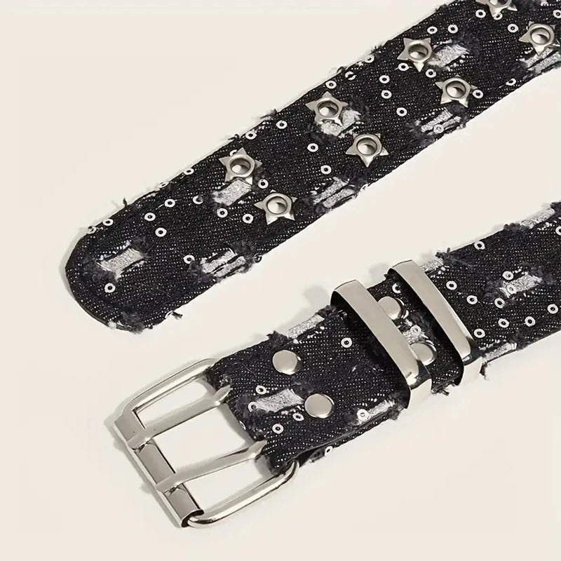Luxury Y2K Star Belt - Punk Denim Girdle with Pin Buckle