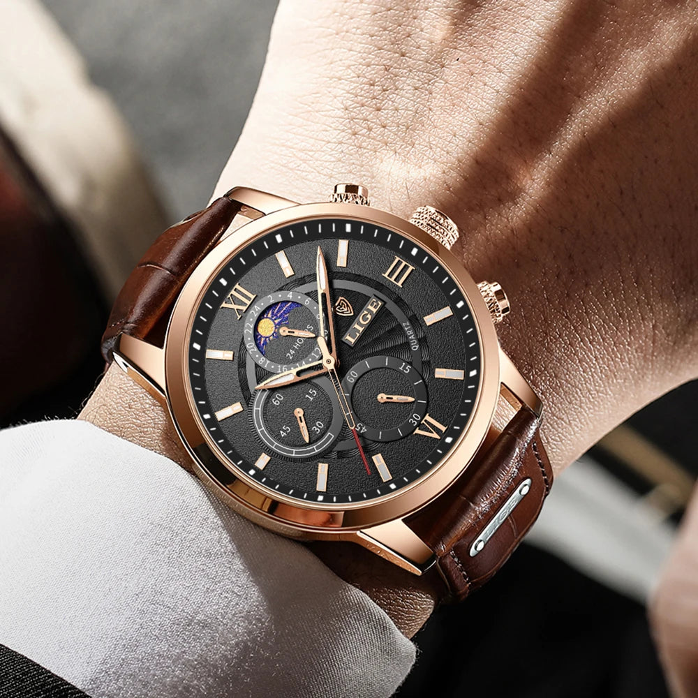 Luxury Men's Quartz Watch - Premium Leather Wristwatch