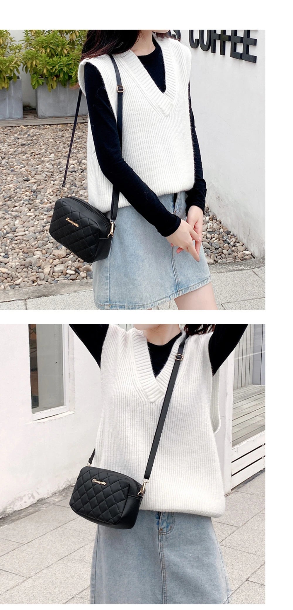 Tassel Embroidery Crossbody Bag - Chic Lingge Plaid Camera Bag with Chain Strap for Women - Tulique