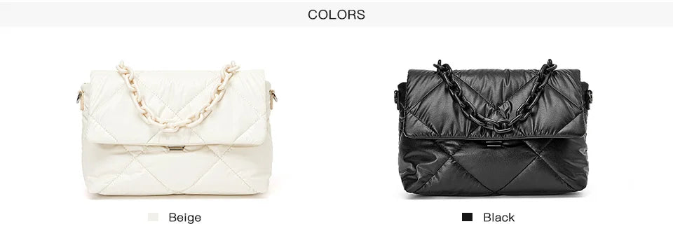 Elegant Women Crossbody Bag - Feather Down Padded