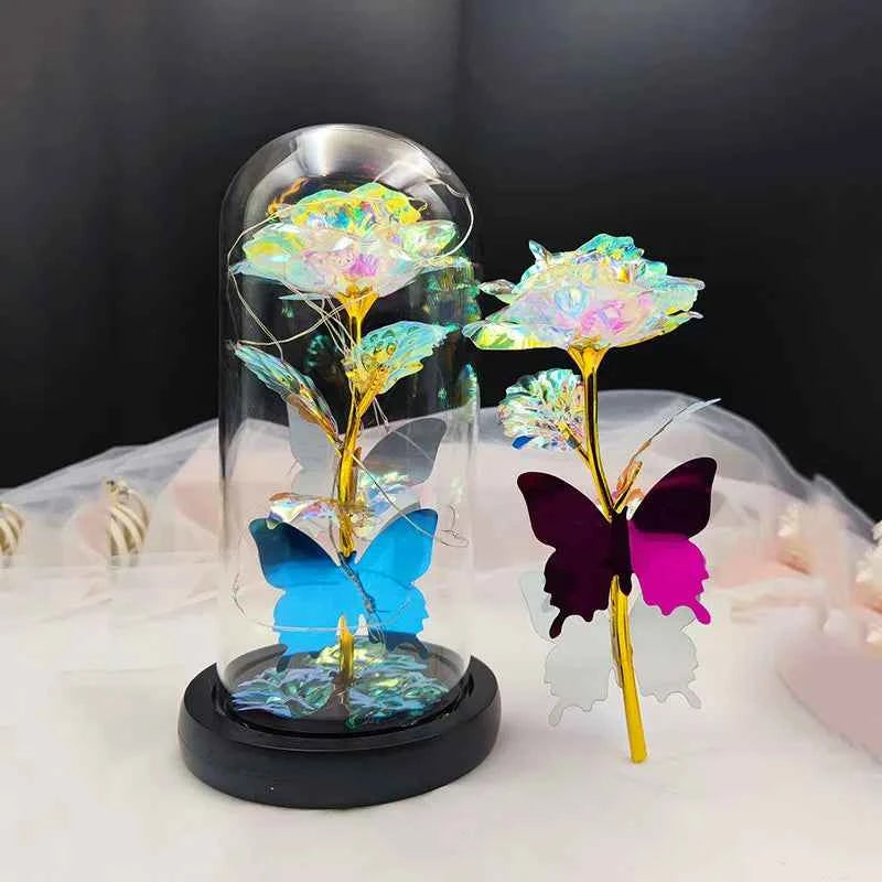 Valentine's Day creative gift Pink gift box set kiss artificial flowers rose glass egg Mother's Day gift Eternal flower show wed