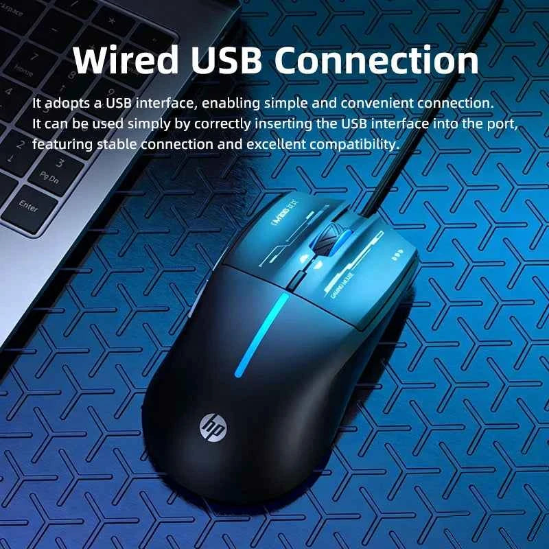 HP Wired Gaming Mouse Ergonomic Esports Office Universal Streamlined Design Computer Mice for Gaming And Office Use