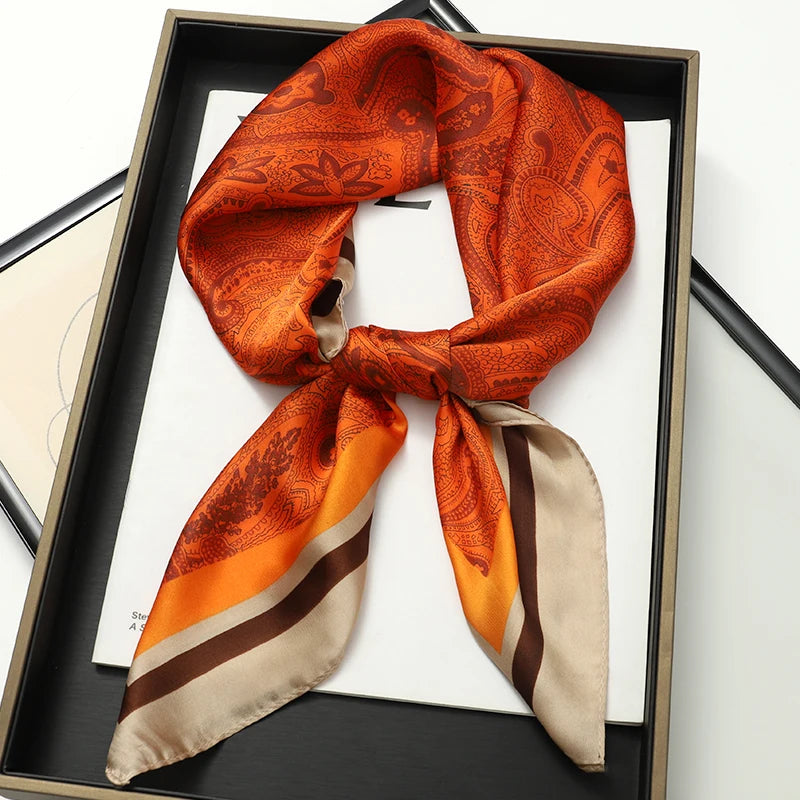 Luxury Silk Square Scarf - Elegant Hair Tie & Neck Band