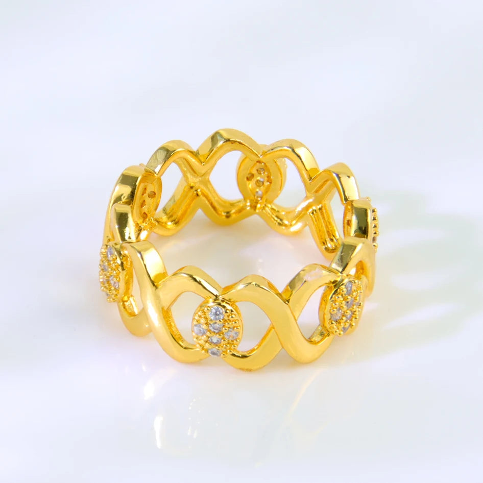 Luxury 21k Gold Plated Italian Zircon Cocktail Ring