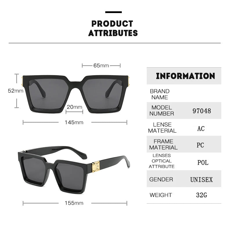 Luxury Square Sunglasses Men - Retro UV400 Designer Eyewear