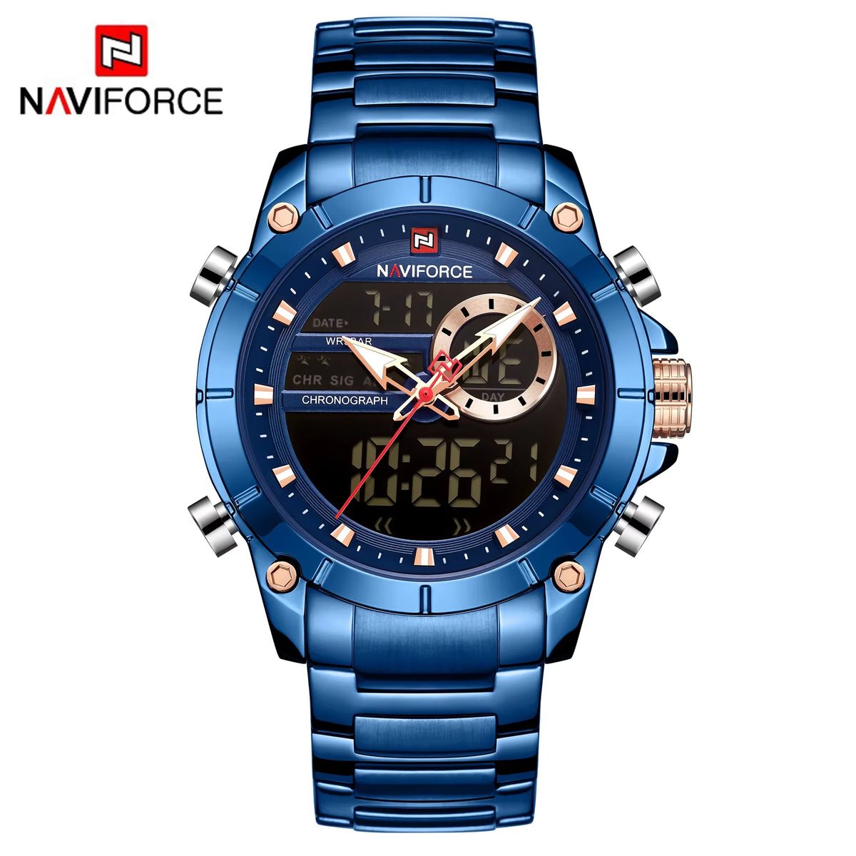Luxury Men's Quartz Watch - Waterproof Steel Dual Display