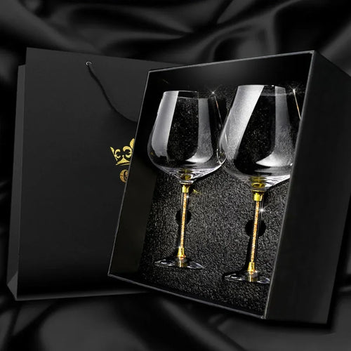 Luxury Crystal Wine Glasses - set of tall, clear crystal flutes for red wine and champagne