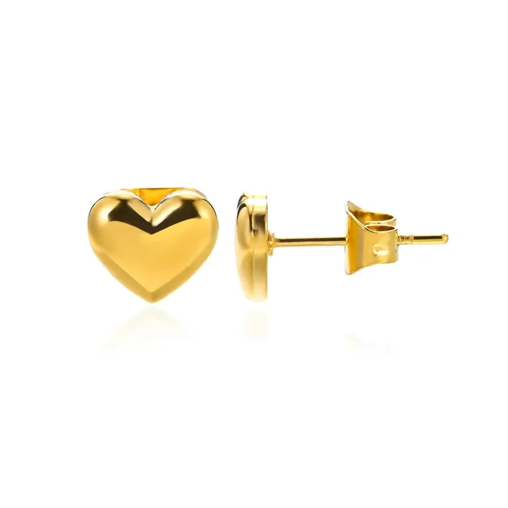 Elegant Gold Heart Earrings - Zircon Stainless Steel