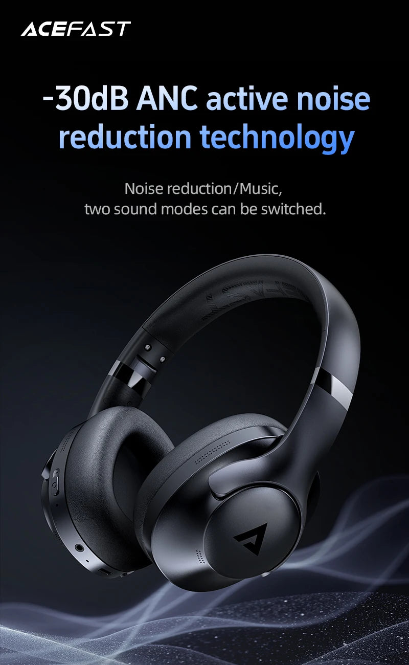 Premium Over-Ear Headphones with Active Noise Cancelling - 40mm HiFi Drivers