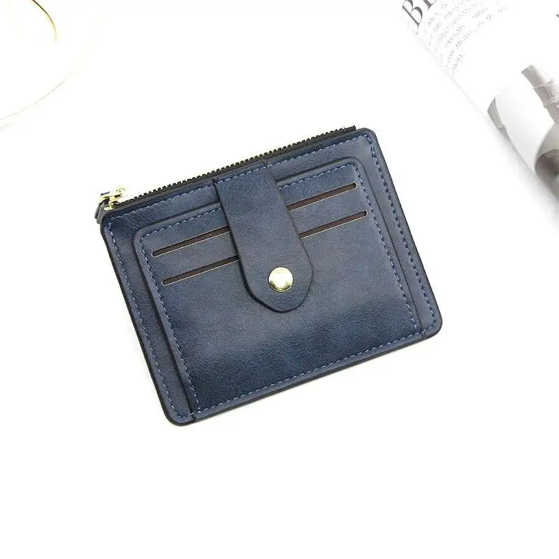 Luxury Slim Leather Wallet with Coin Pocket - Compact Card Holder